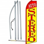 Auto Stereo Yellow Extra Wide Swooper Flag Bundle