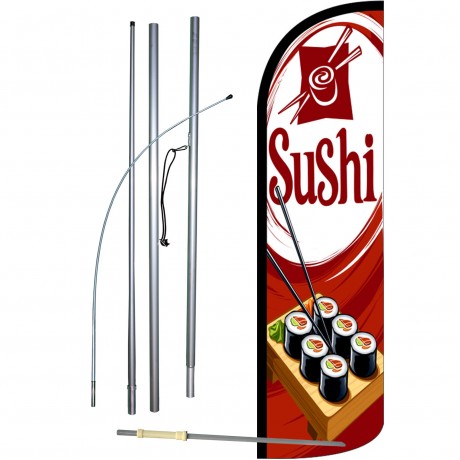 Sushi Red Extra Wide Windless Swooper Flag Bundle