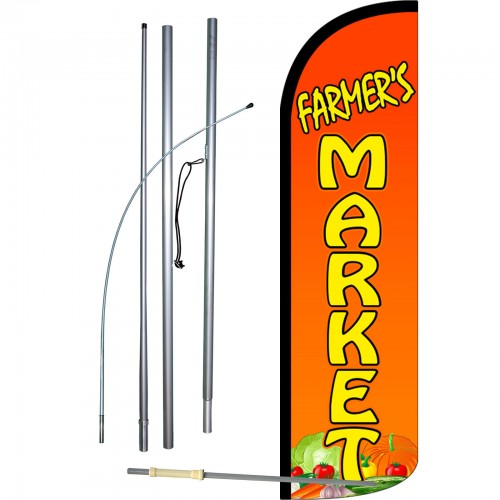 Farmers Market 15' Feather Banner Swooper Flag Kit with pole+spike 