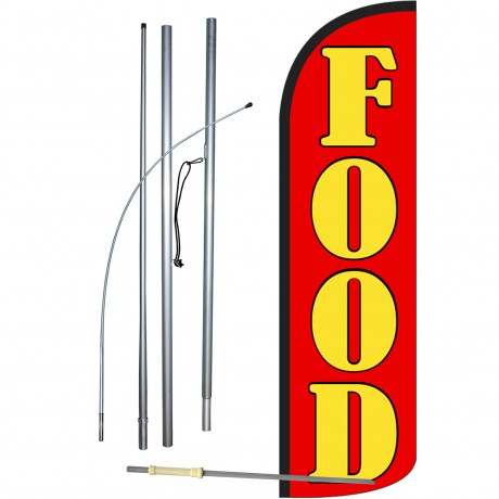 Food Red Extra Wide Windless Swooper Flag Bundle