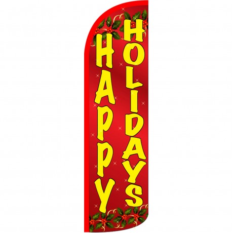 Happy Holidays Extra Wide Windless Swooper Flag