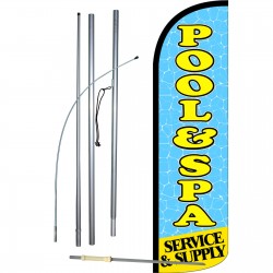 Pool & Spa Extra Wide Windless Swooper Flag Bundle