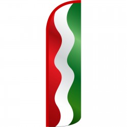 Waving Red, White and Green Stripes Extra Wide Windless Swooper Flag