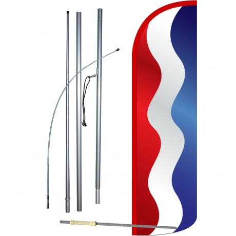 Waving Red, White & Blue Stripes Extra Wide Windless Swooper Flag Kit
