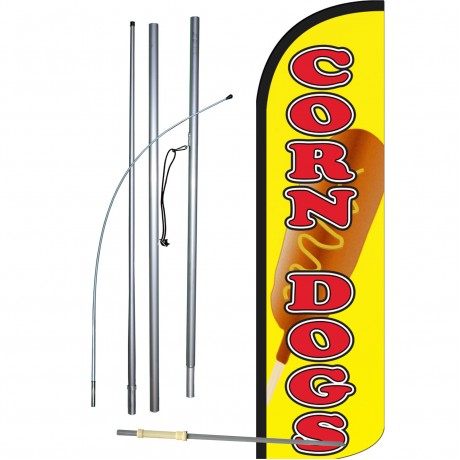 Corn Dogs Yellow Extra Wide Windless Swooper Flag Bundle