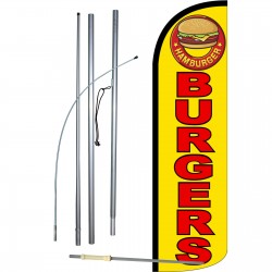 Burgers Yellow Extra Wide Windless Swooper Flag Bundle
