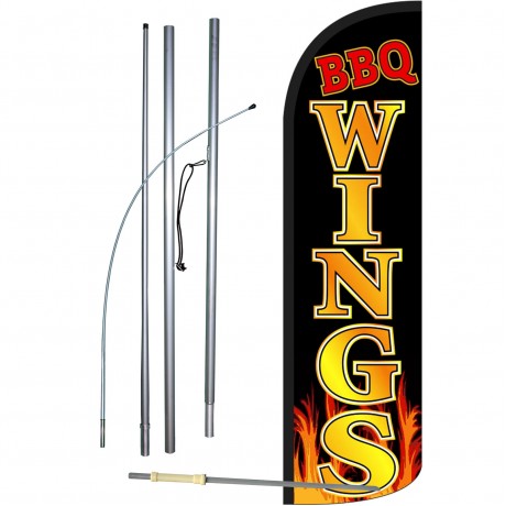 BBQ Wings Extra Wide Windless Swooper Flag Bundle