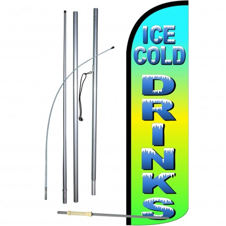 Ice Cold Drinks Extra Wide Windless Swooper Flag Bundle