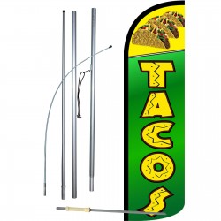 Tacos Green Extra Wide Windless Swooper Flag Bundle