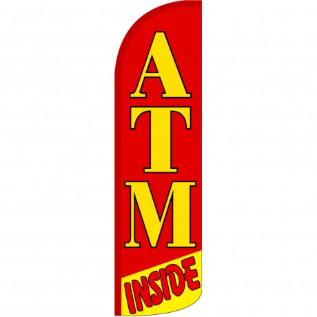 ATM Inside Red Extra Wide Windless Swooper Flag