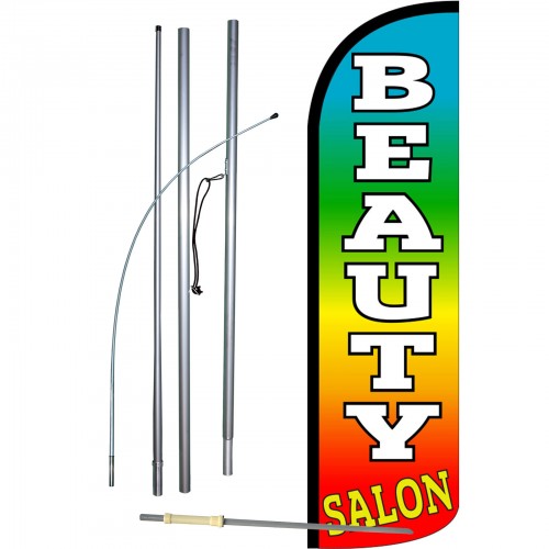 Beauty Salon Rainbow Windless Swooper Flag  Sign 