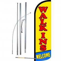 Walk-Ins Welcome Extra Wide Windless Swooper Flag Bundle