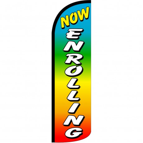 Now Enrolling Rainbow Extra Wide Windless Swooper Flag