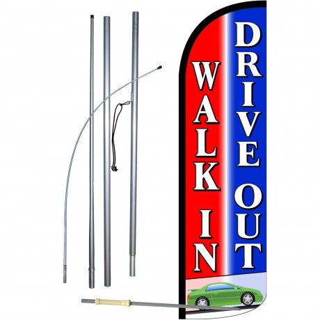 Walk-In Drive-Out Extra Wide Windless Swooper Flag Bundle