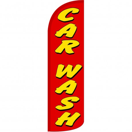 Car Wash Red Extra Wide Windless Swooper Flag