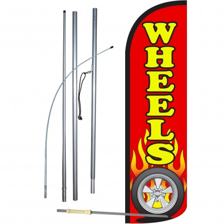 Wheels Extra Wide Windless Swooper Flag Bundle
