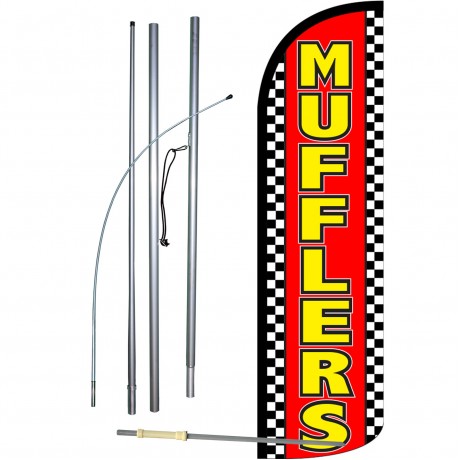 Mufflers Red Extra Wide Windless Swooper Flag Bundle