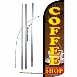 Coffee Shop Extra Wide Windless Swooper Flag Bundle