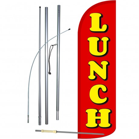 Lunch Red Extra Wide Windless Swooper Flag Bundle