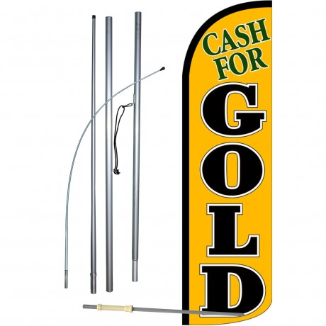 Cash For Gold Extra Wide Windless Swooper Flag Bundle