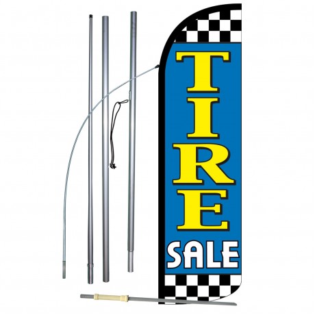 Tire Sale Blue Extra Wide Windless Swooper Flag Bundle