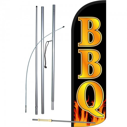 BBQ Extra Wide Windless Swooper Flag Bundle 