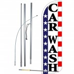 Car Wash Stars & Stripes Extra Wide Windless Swooper Flag Bundle