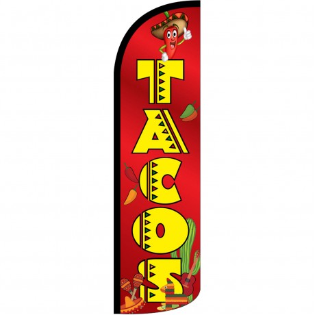 Tacos Red Extra Wide Windless Swooper Flag