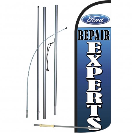 Ford Repair Experts Extra Wide Windless Swooper Flag Bundle