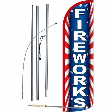 Fireworks Extra Wide Windless Swooper Flag Bundle