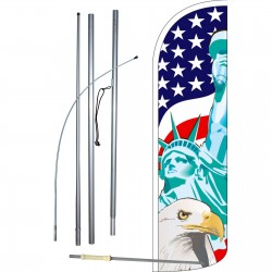 Lady Liberty/USA/American Eagle Extra Wide Windless Swooper Flag Kit