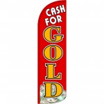 Cash For Gold Red Extra Wide Windless Swooper Flag