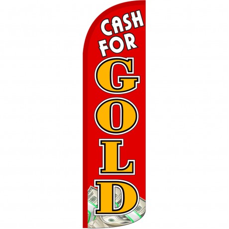 Cash For Gold Red Extra Wide Windless Swooper Flag