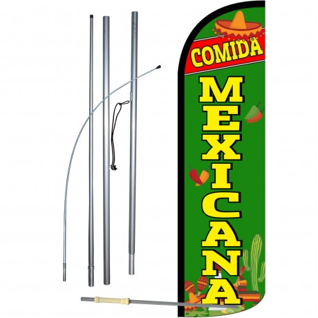 Comida Mexicana Extra Wide Windless Swooper Flag Bundle