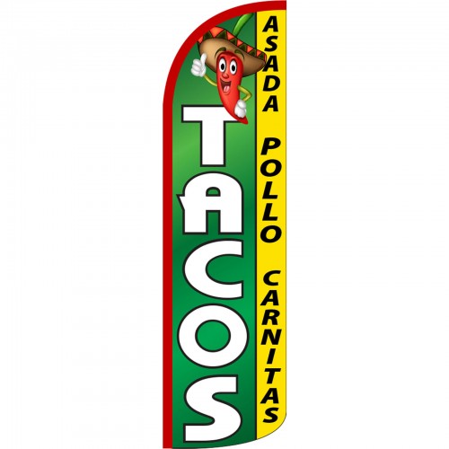 Tacos Swooper Feather Flags Banner Sign Asada Pollo Carnitas