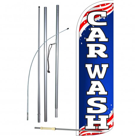 Car Wash USA Extra Wide Windless Swooper Flag Bundle