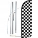 Checkered Black & White Extra Wide Windless Swooper Flag Bundle