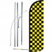 Checkered Black & Yellow Extra Wide Windless Swooper Flag Bundle