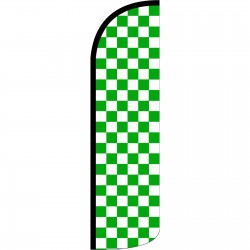 Checkered Green & White Extra Wide Windless Swooper Flag
