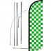 Checkered Green & White Extra Wide Windless Swooper Flag Bundle