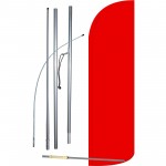 Solid Red Extra Wide Windless Swooper Flag Bundle