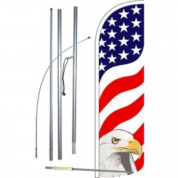 USA Eagle Extra Wide Windless Swooper Flag Bundle