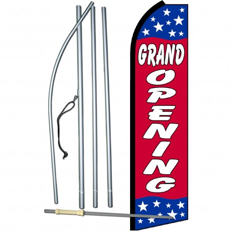 Grand Opening Red Stars Swooper Flag Bundle