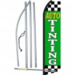 Auto Tinting Green Checkered Swooper Flag Bundle