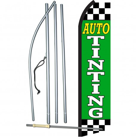 Auto Tinting Green Checkered Swooper Flag Bundle