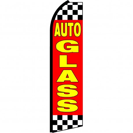 Auto Glass Red Checkered Swooper Flag