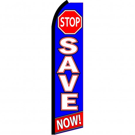 Stop Save Now Blue Swooper Flag