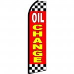 Oil Change Red Checkered Swooper Flag