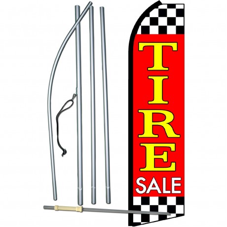 Tire Sale Red Extra Wide Swooper Flag Bundle