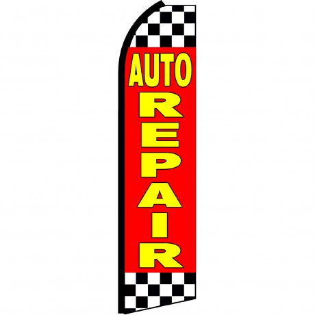 Auto Repair Red Checkered Swooper Flag
